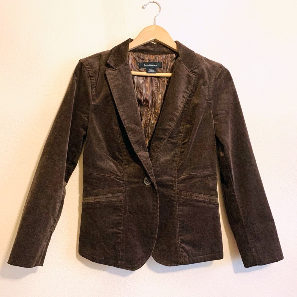 Calvin Klein Jeans Dark Brown Corduroy Blazer Size Small NEW!